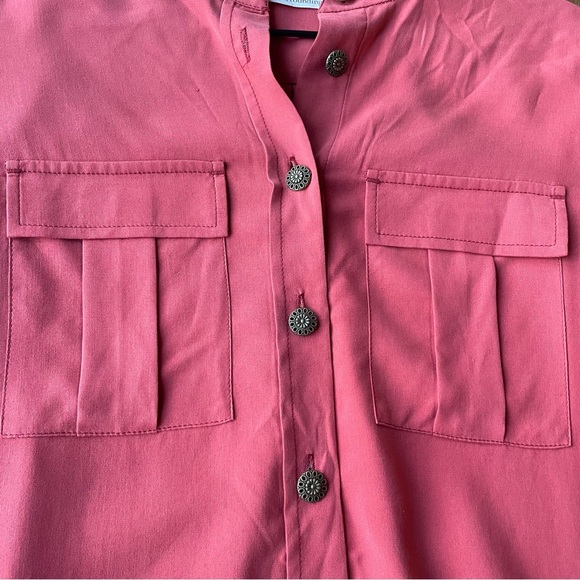 Soft Surroundings 100% Silk Rust Orange button Tunic Top Blouse Petite Small PS - Picture 2 of 12